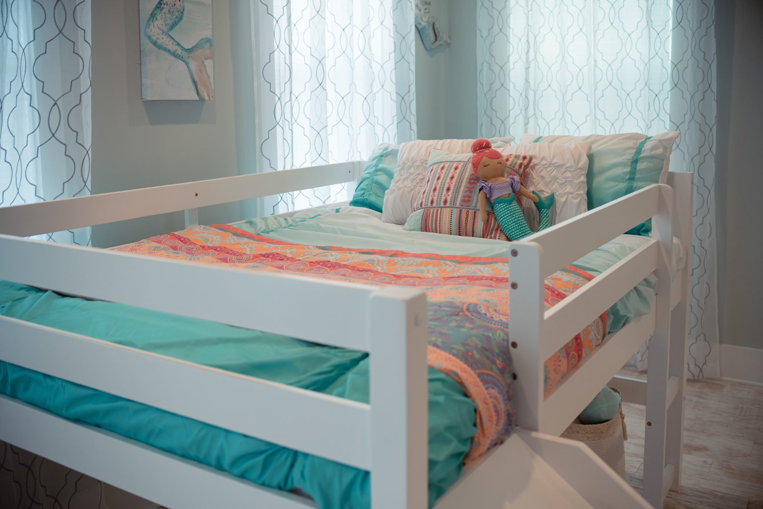Bright styled kids bedroom for a vacation rental listing