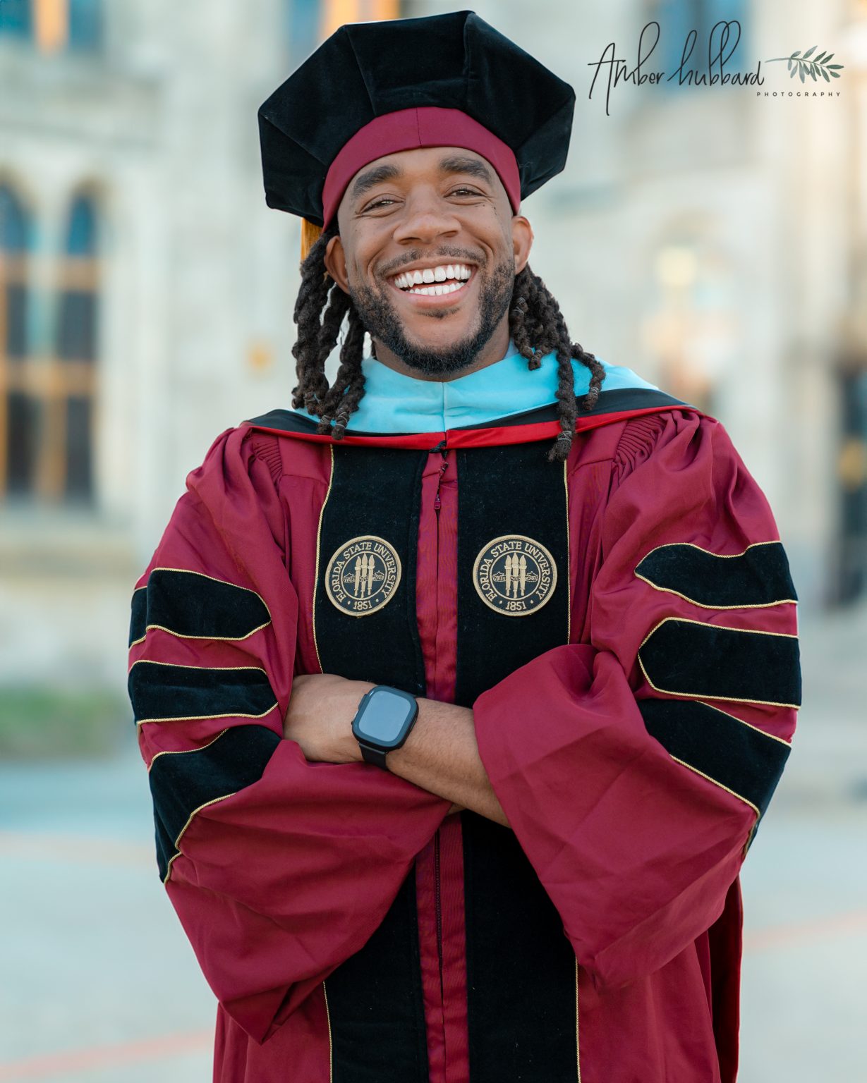 Graduation portrait in doctoral regalia