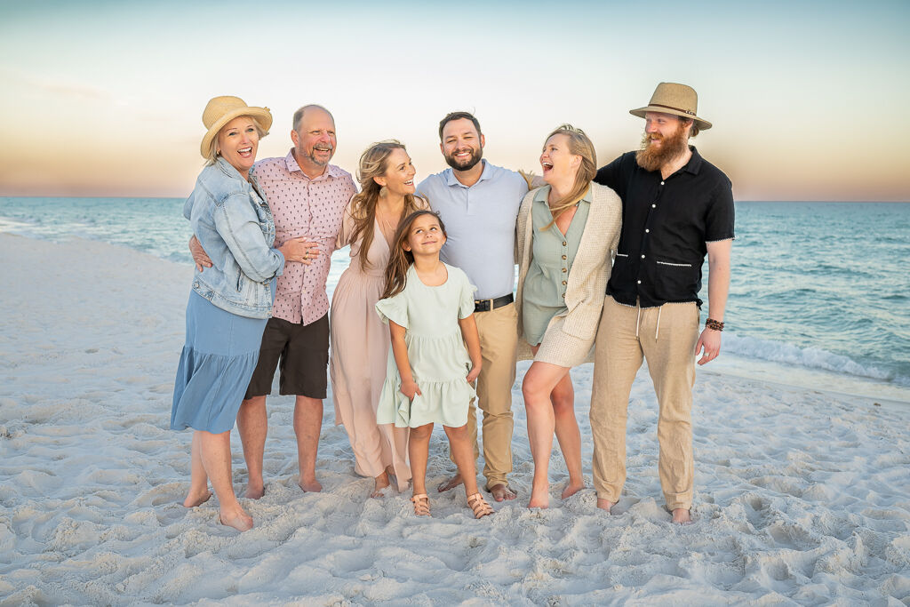 Multi-generation family gathered together on Navarre Beach